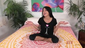 Petite babe Sadie Pop is showing her sexy body at casting