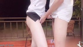 Hot Teacher Bends Student Over Balcony for Rough Fuck