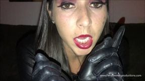 Leather mistress ties and gags you POV