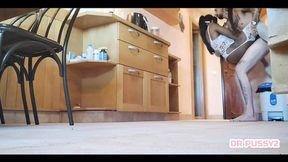 Big Black Cock fills Black Girl's pussy while she eats it out