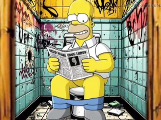 Married Housewife Gets Fucked In A Public Dirty Restroom. Cartoon. Simpsons Parody.
