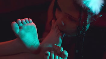 Lesbian Threesome Foot Slave