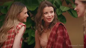 Three sultry models enjoy lesbian licking session