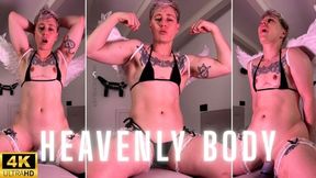 FtM Angel Boy Rides Thick Dildo and Masturbates Big Clit with Trans Cosplay and Bikini and Flexing