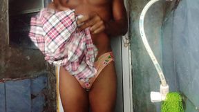 Playing with my stepsisters panties showing off my big black dick