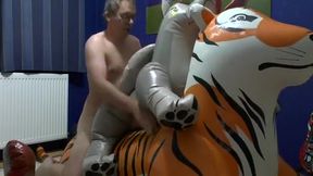 Inflatable Balto on tiger