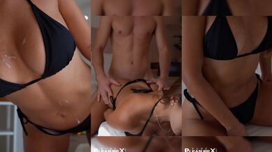 Her bikini wrecked her big ass then fucked that boner raw