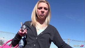 Sweet blonde Girl with Overknee Socks Pick Up and talk to Fuck and Facial by older Guy