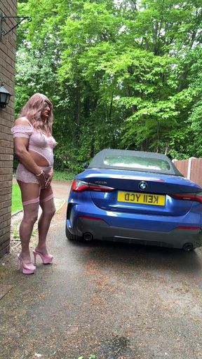 Sexy Crossdresser Kellycd2022 in Pink Lingerie Stockings and Heels