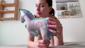 Xia vs the Inflatable Unicorn – Foot Fetish & Balloon Domination
