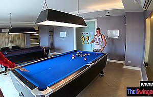 After playing billiard perverted Asian teen sucked dirty boyfriends dick