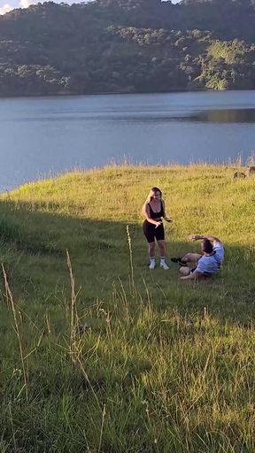 Giant Ass Blonde Fucked at Outdoors by the Lake