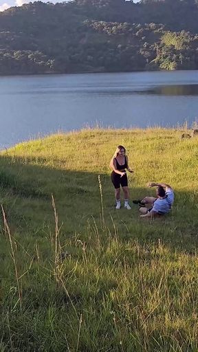 Giant Ass Blonde Fucked at Outdoors by the Lake