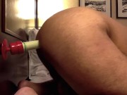 Doggy style with a suction mounted dildo