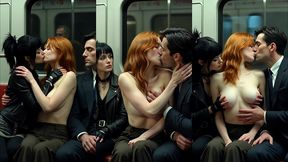 horny redhead on the subway - ai erotic