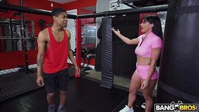 Curvy Latina bae Leila Larocco is overwhelmed by bbc in a gym