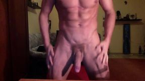 Muscular European Jerks Uncut Pole Sitting and Standing