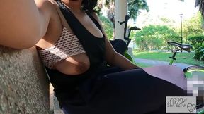 Underboobs Bra Park Tease Solo Revealing Top Boobs Flash