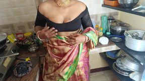 Married women Hot sex while cooking in kitchen