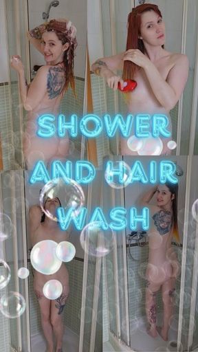 Hair washing, hair brushing, showering