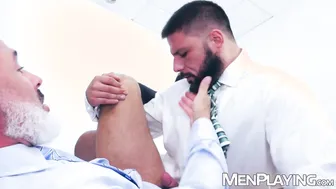 Adam Franco and Little Brako flip-fuck bareback in suits