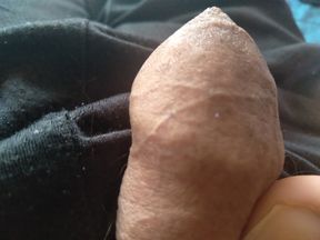 lonely gay man stimulates his large penis in bed