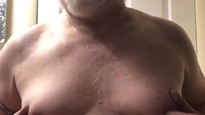 Jim elliotts humiliating nipple play: a small man masturbating