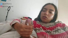 Latina petite blows young stud until he can't hold back anymore