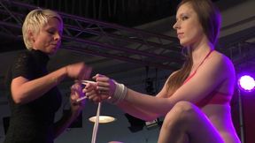 1 on 1 Bondage Escape Challenge from VENUS Fair in Berlin - Lena King vs Cobie - challenging a Super Star - Part 1 wmv