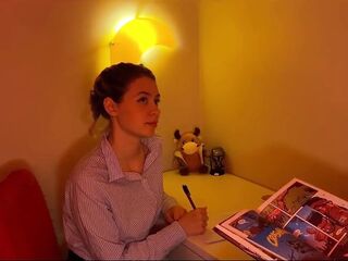 Teasing Student Ends Lesson Screw Doggy position Cunt and Mouthful