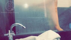 Pale White Skin Redhead Flatmate Caught Pissing in the Shower