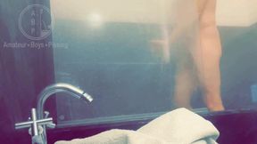 Pale White Skin Redhead Flatmate Caught Pissing in the Shower