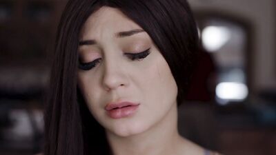 Brunette doll is comforted by her endowed stepbro and his cock