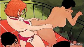 The Mess part 2 - Submissive Maid gets Fucked doggystyle on balcony by her horny futa boss