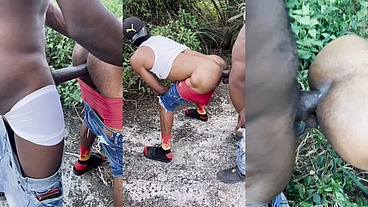 A straight guy receiving 15inches dick in a doggy style.