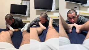 slim twink foot slave: kissing, caressing & worshipping master’s feet