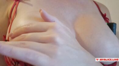 Her Mistress commands your face sit and worship her big tits while moaning