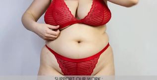 Tom&amp;ampRose Red Lace Lingerie Set XL Size Try On uncensored