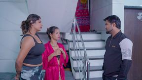 Threesome sex, two lesbian girls and a guy