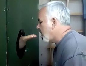 Glory Hole Fun: Amateur Daddy Blowjob and Cum Eating