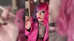 Pink And Perky Tina Snua Smoking A Cork Cigarette In A Leather Jacket - Smoker