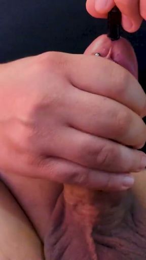 Deep Urethral Sounding with 23 cm Dilator! Edging &amp; Pierced Cock Teasing CBT Session &amp; Thick Cumshot   Clip 1