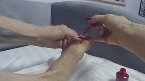 Melissa Johnson Paints Her Toe Nails Red as You Jerk