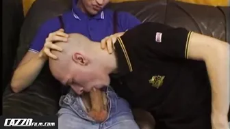 German Skinhead Buddies Jerk and Suck After Football