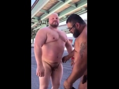 Master and his hubby after their workout in the parking lot.