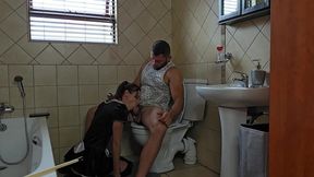 Tiny temptress takes cock&#x1F346; in bathroom