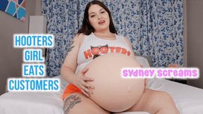 Hooters Girl Eats Customers - same size vore, BBW vore, hooters girl, big belly, and digesting - 1080 MP4