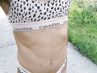 Sissy wearing Hot underware in Public