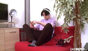 Cute emo boy jerks his teen cock