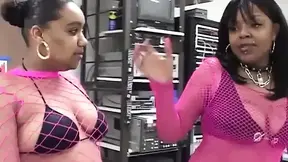Alluring black chick sucks and devours huge white dick